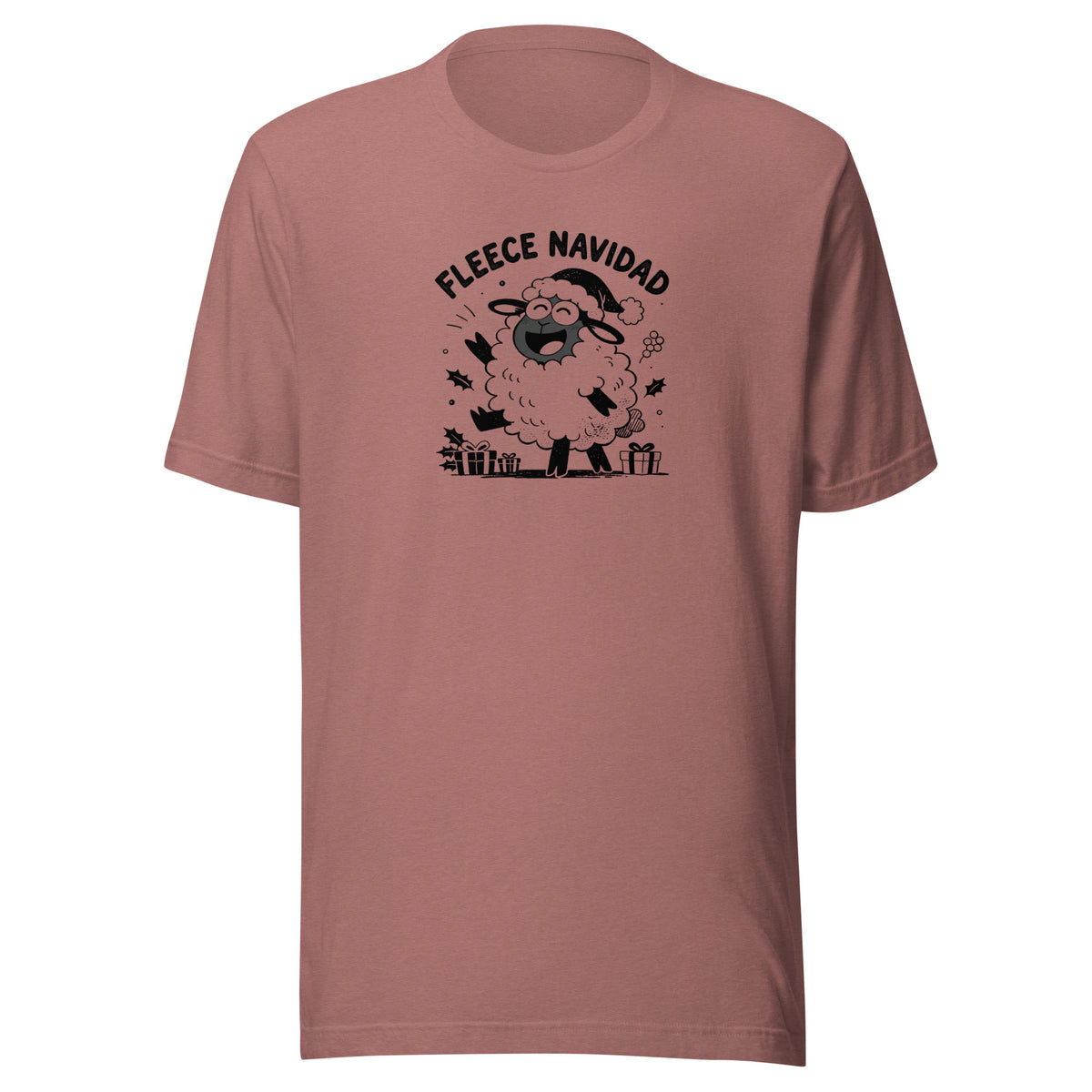 Fleece Navidad T-Shirt in Heather Mauve, front