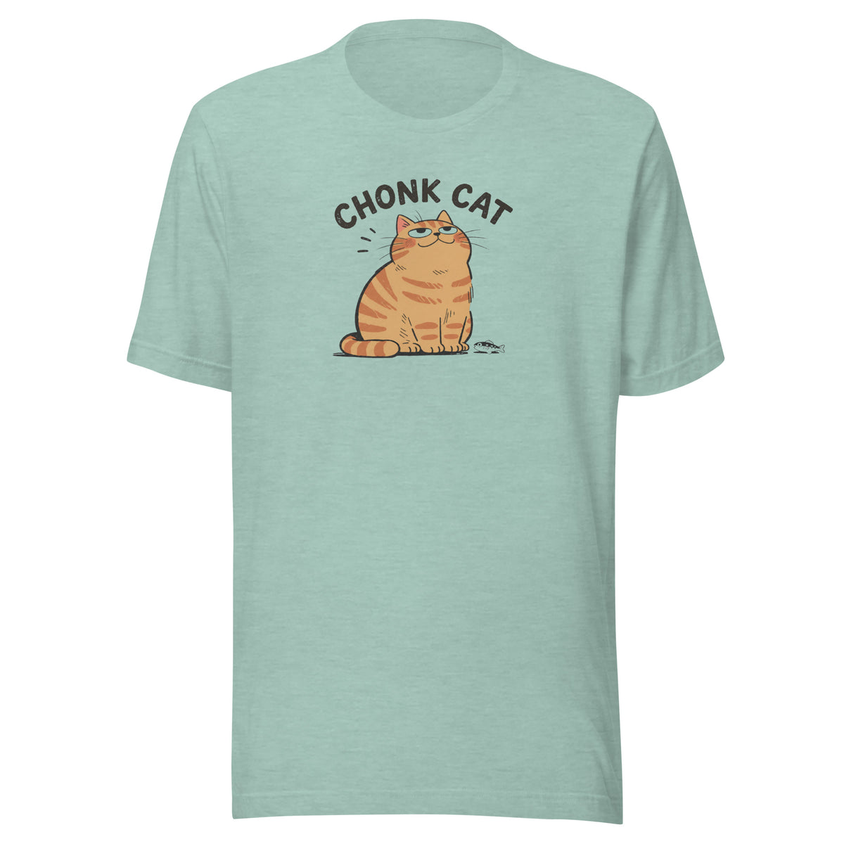Chonk Cat T-Shirt in Heather Prism Dusty Blue, front