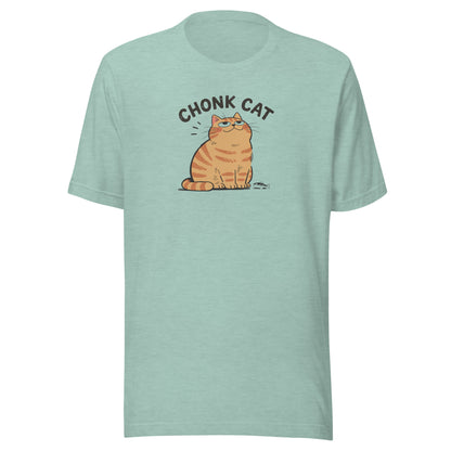 Chonk Cat T-Shirt in Heather Prism Dusty Blue, front