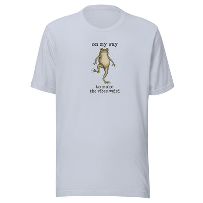 On My Way to Make the Vibes Weird T-Shirt in Light Blue, front