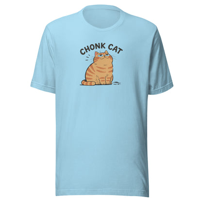 Chonk Cat T-Shirt in Ocean Blue, front