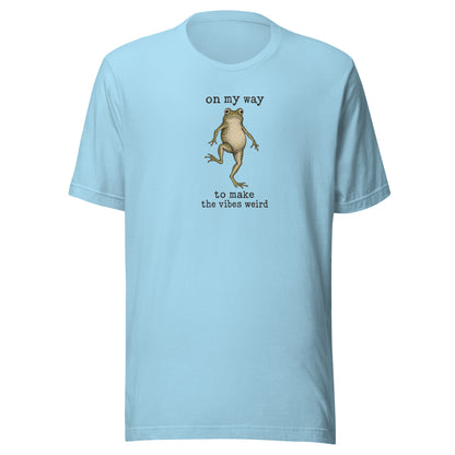 On My Way to Make the Vibes Weird T-Shirt in Ocean Blue, front