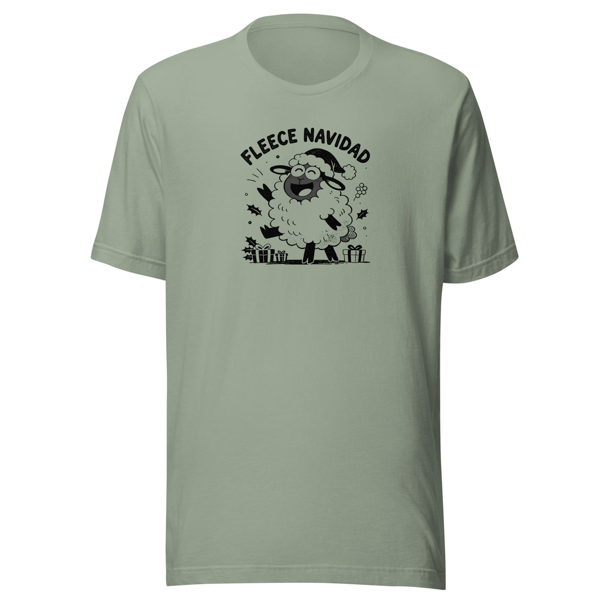 Fleece Navidad T-Shirt in Sage, front