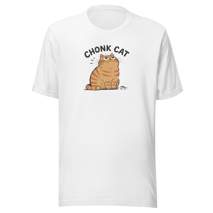 Chonk Cat T-Shirt in Solid White Blend, front