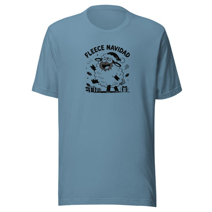 Fleece Navidad T-Shirt in Steel Blue, front