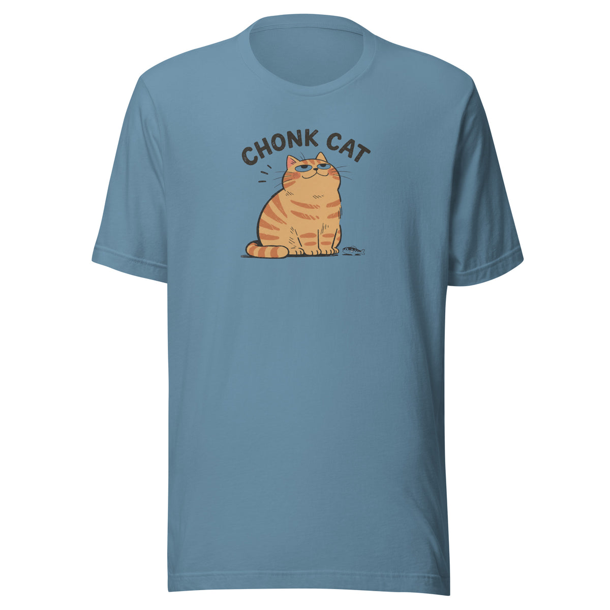 Chonk Cat T-Shirt in Steel Blue, front