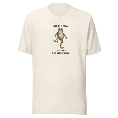 On My Way to Make the Vibes Weird T-Shirt in Vintage White, front