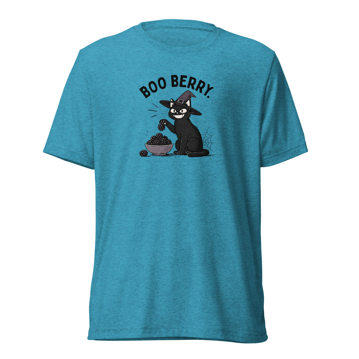 Boo Berry T-Shirt in Aqua Triblend, front