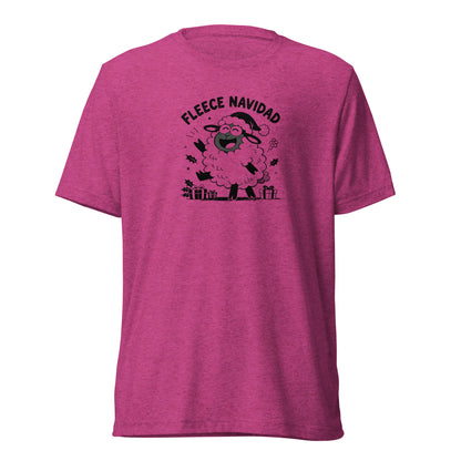 Fleece Navidad T-Shirt in Berry Triblend, front