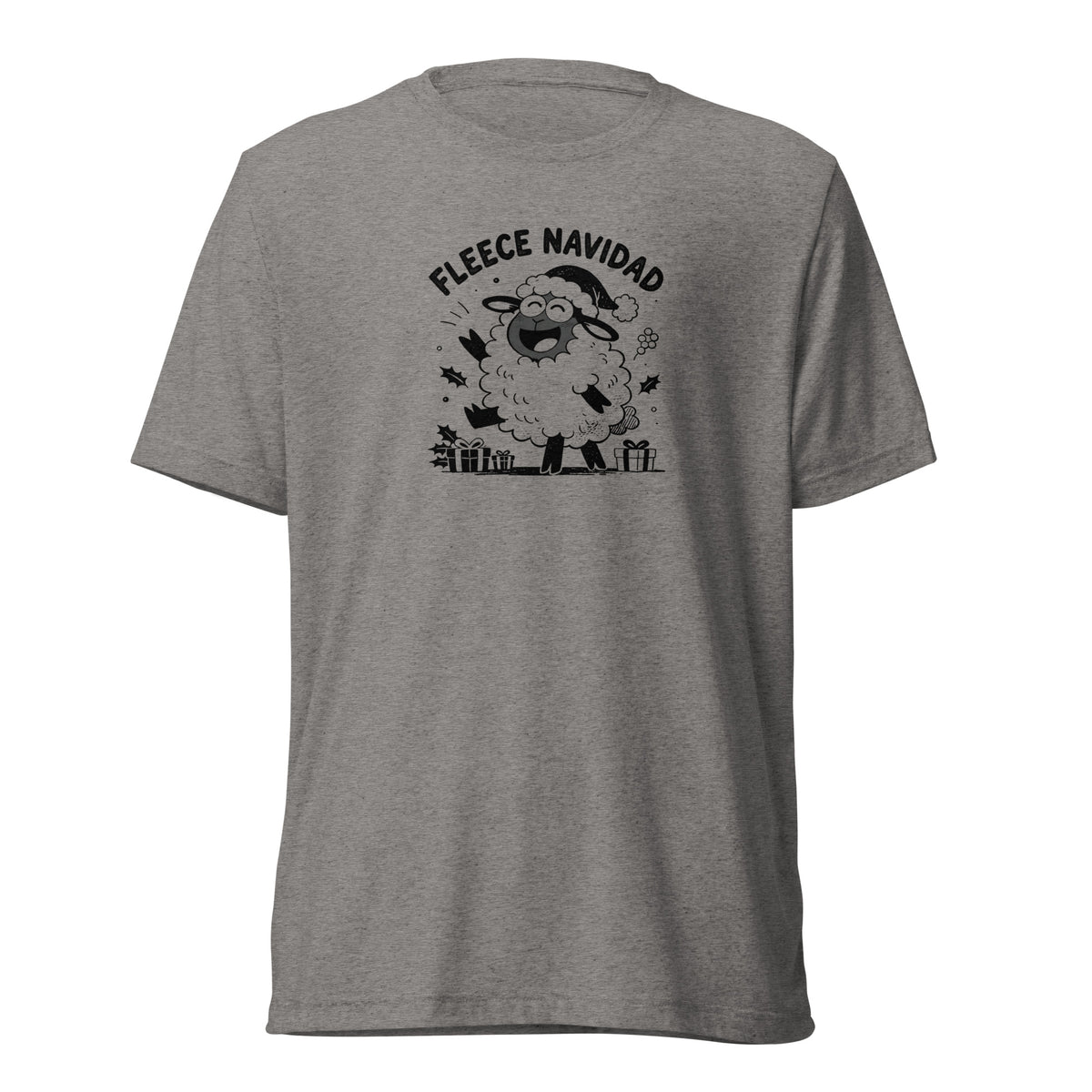Fleece Navidad T-Shirt in Grey Triblend, front