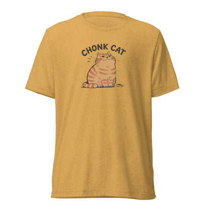 Chonk Cat T-Shirt in Mustard Triblend, front