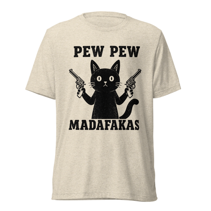 Pew Pew Madafakas Lightweight T-Shirt - Oatmeal Triblend