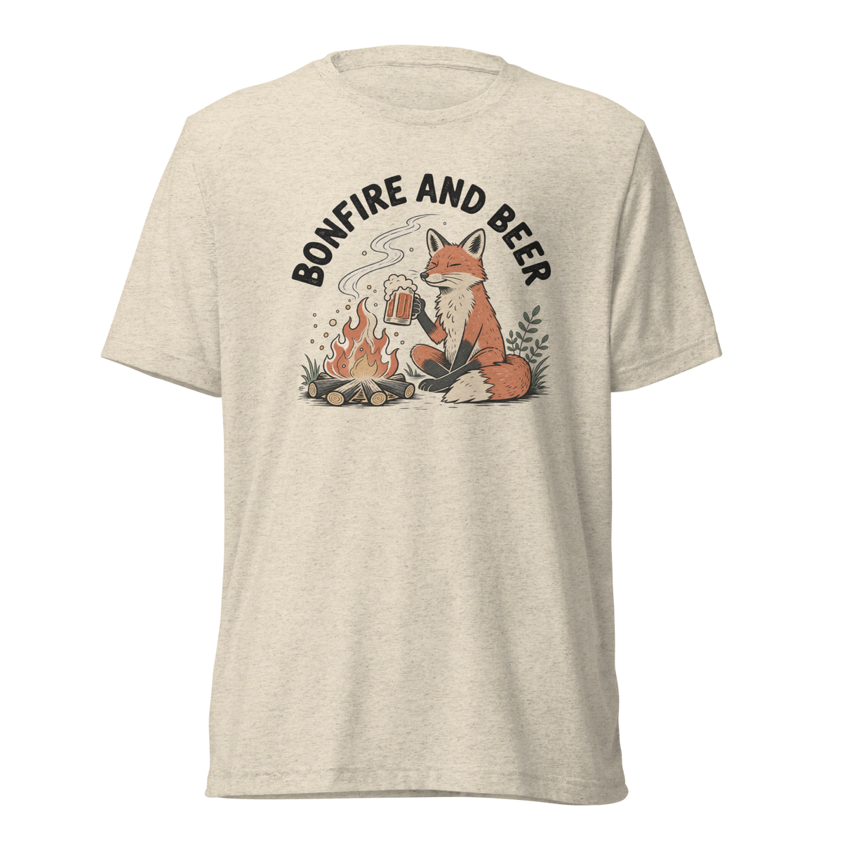 Bonfire and Beer Lightweight T-Shirt - Oatmeal Triblend