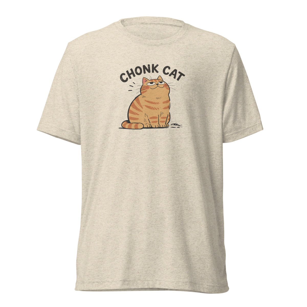 Chonk Cat T-Shirt in Oatmeal Triblend, front