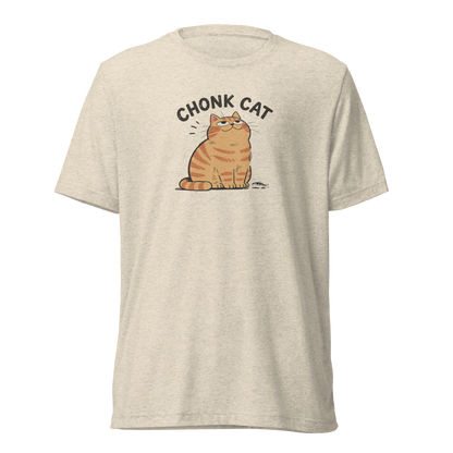 Chonk Cat T-Shirt in Oatmeal Triblend, front