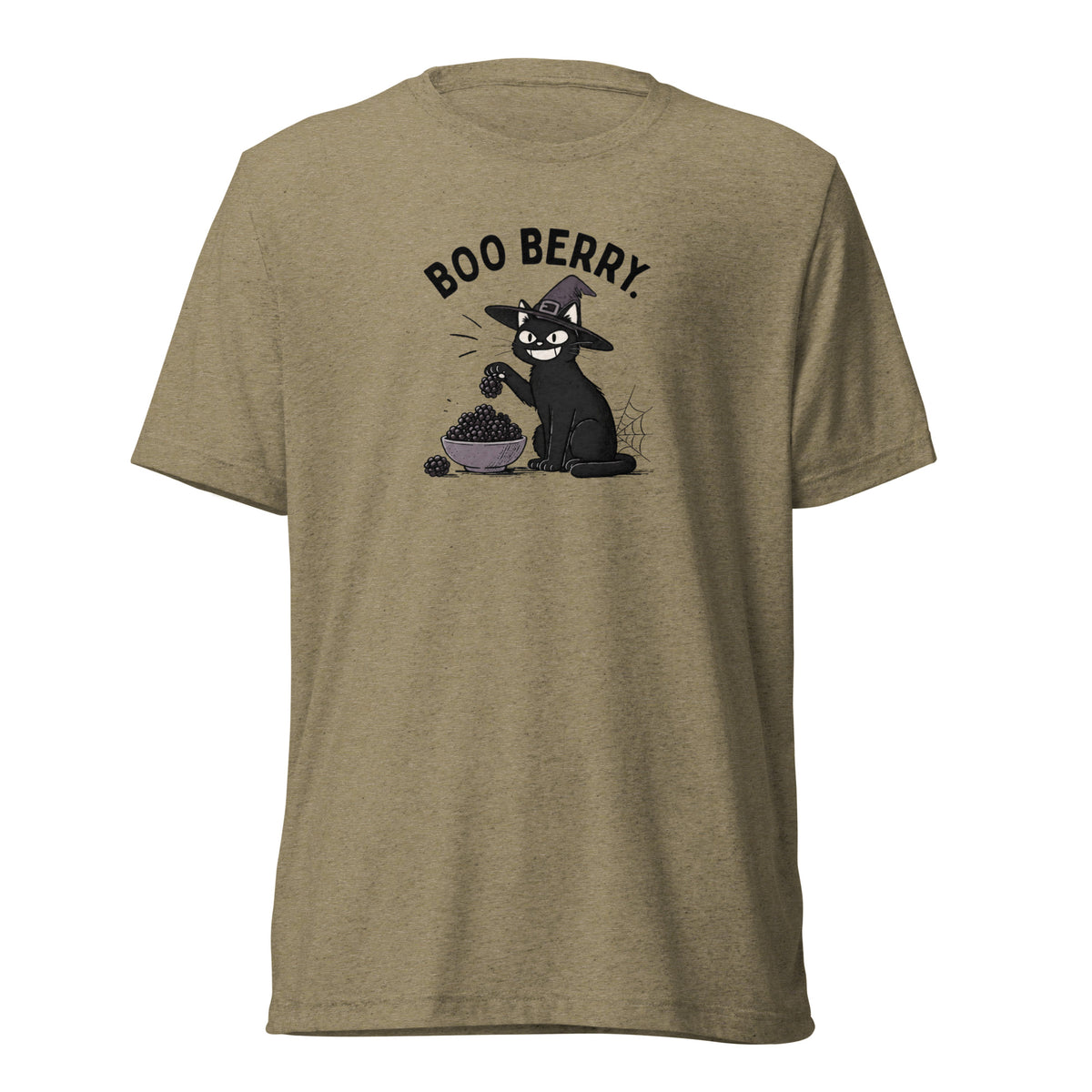 Boo Berry T-Shirt in Olive Triblend, front