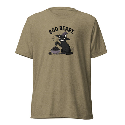 Boo Berry T-Shirt in Olive Triblend, front