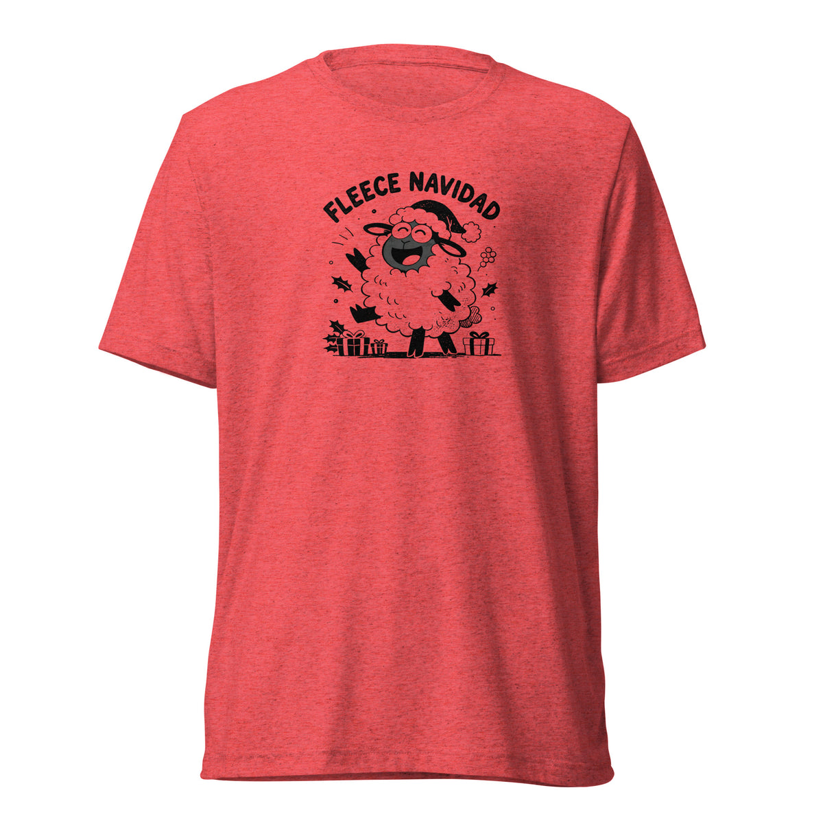 Fleece Navidad T-Shirt in Red Triblend, front