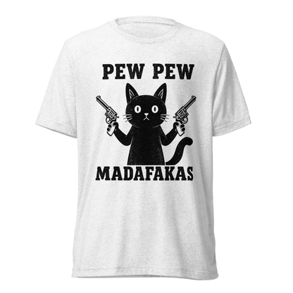 Pew Pew Madafakas Lightweight T-Shirt - Solid White Triblend