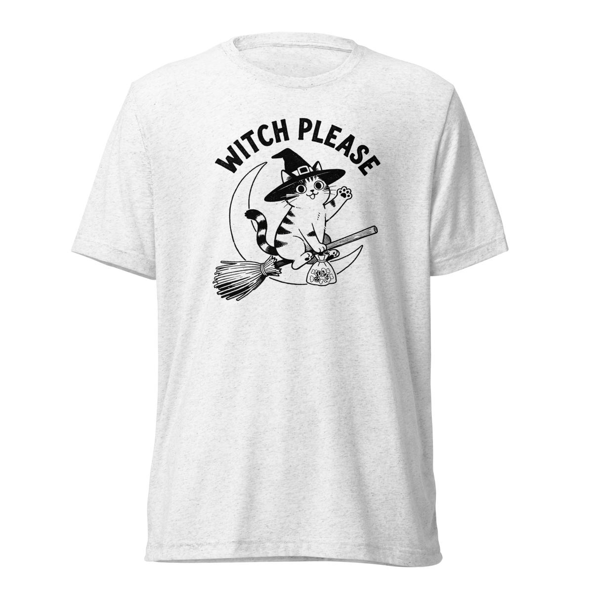 Witch, Please (Cat) Lightweight T-Shirt - Solid White Triblend