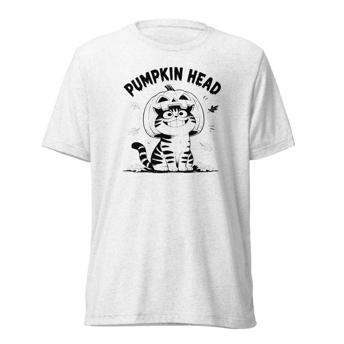 Pumpkin Head Lightweight T-Shirt - Solid White Triblend