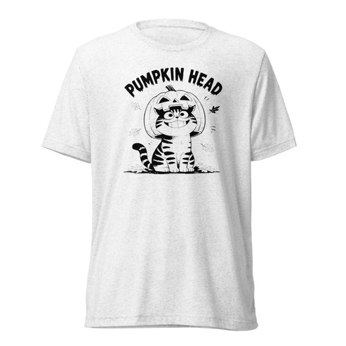 Pumpkin Head Lightweight T-Shirt - Solid White Triblend