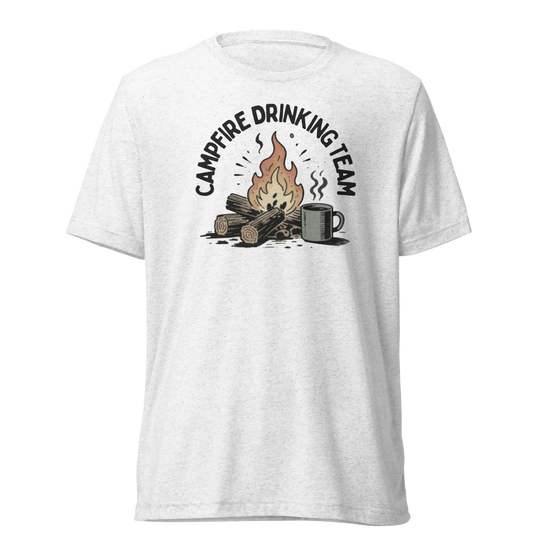 Campfire Drinking Team Lightweight T-Shirt - Solid White Triblend