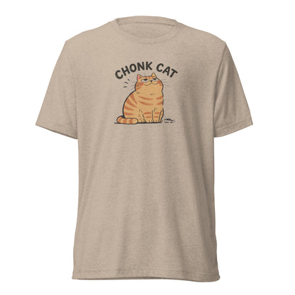 Chonk Cat T-Shirt in Tan Triblend, front