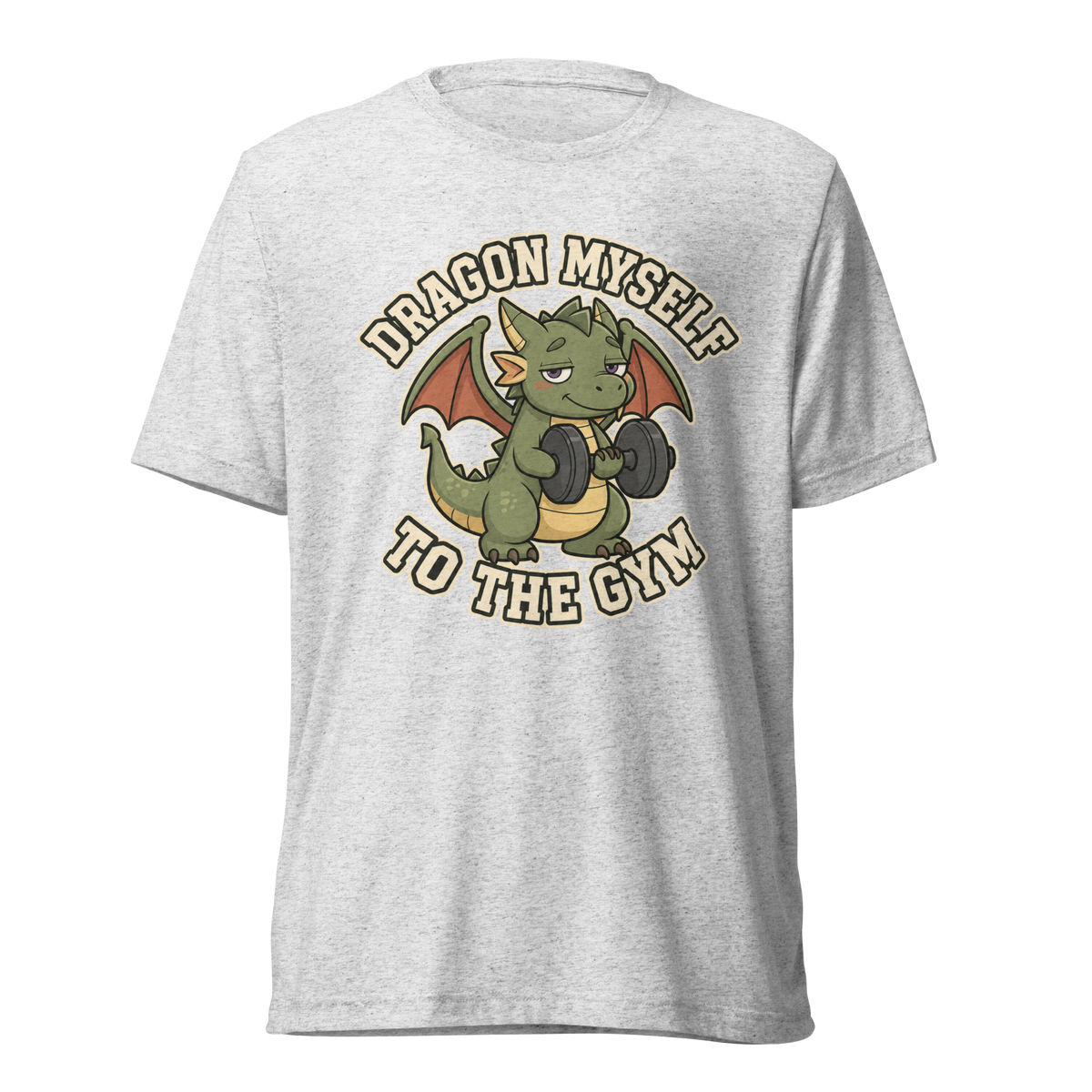 Dragon Myself to the Gym Lightweight T-Shirt - White Fleck Triblend