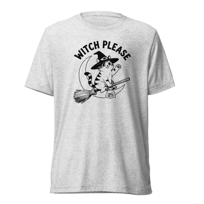 Witch, Please (Cat) Lightweight T-Shirt - White Fleck Triblend