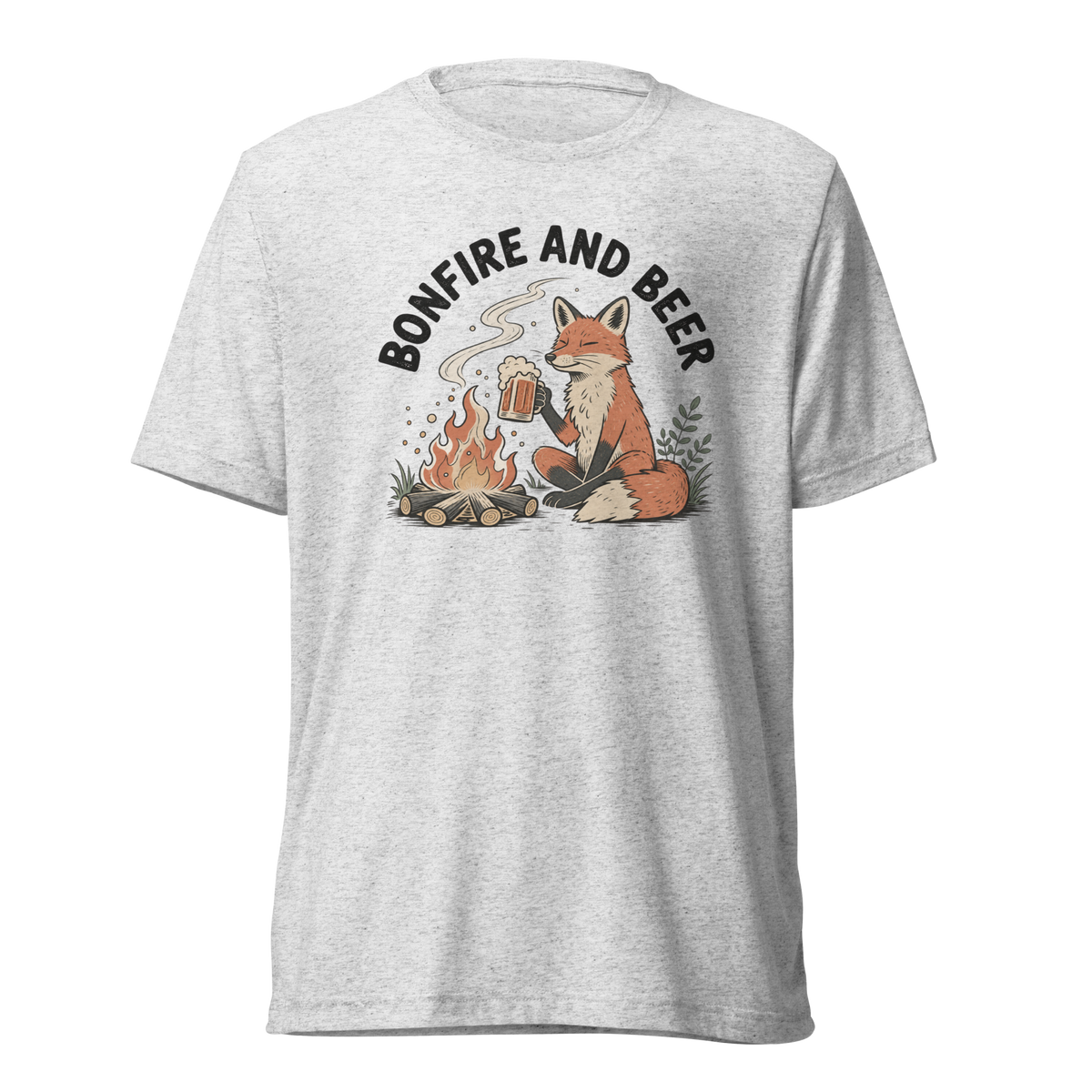 Bonfire and Beer Lightweight T-Shirt - White Fleck Triblend