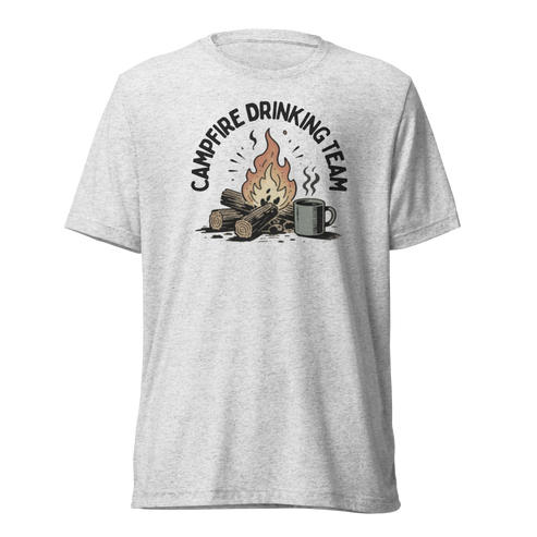 Campfire Drinking Team Lightweight T-Shirt - White Fleck Triblend