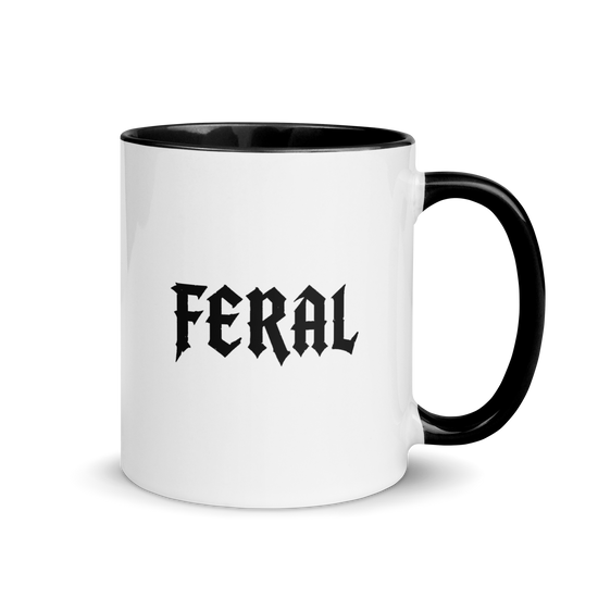 FERAL Colored Mug – Black 11 oz, handle on right