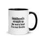Adulthood Is the Worst Colored Mug – Black 11 oz, handle on right