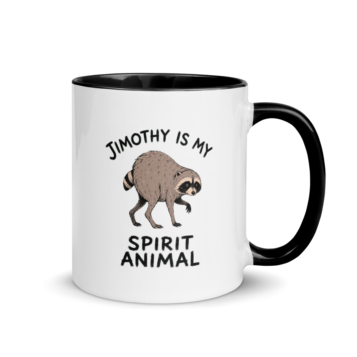 Jimothy Is My Spirit Animal Colored Mug – Black 11 oz, handle on right