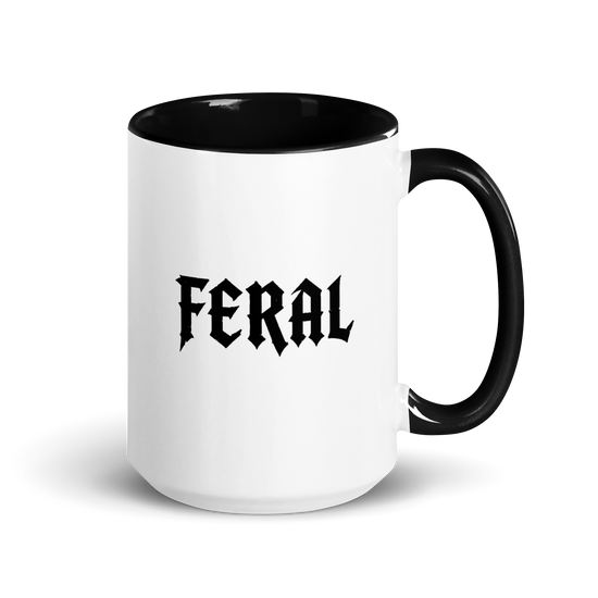 FERAL Colored Mug – Black 15 oz, handle on right