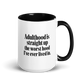 Adulthood Is the Worst Colored Mug – Black 15 oz, handle on right