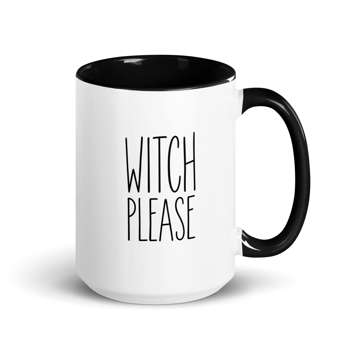 Witch, Please Colored Mug – Black 15 oz, handle on right