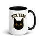 Hex Yeah Colored Mug – Black 15 oz, handle on right