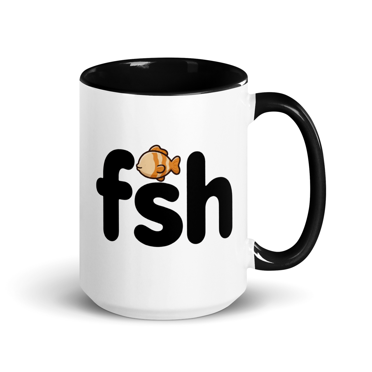 What Do You Call a Fish With No Eye? Colored Mug – Black 15 oz, handle on right