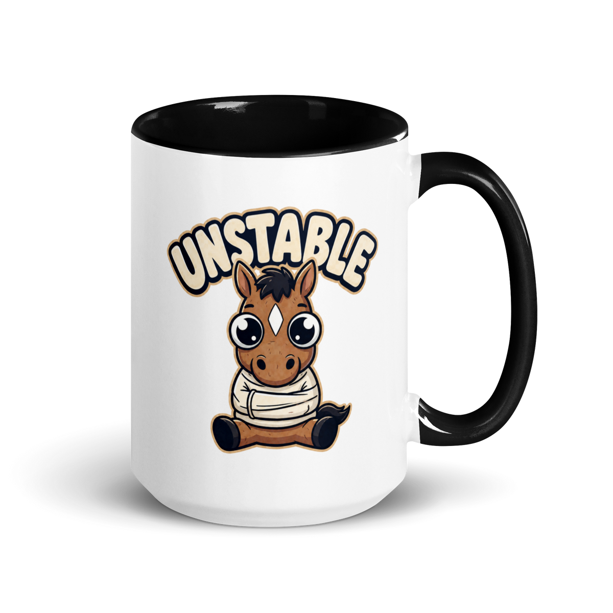 Unstable Colored Mug – Black 15 oz, handle on right
