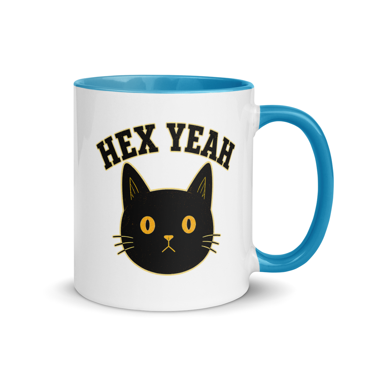 Hex Yeah Colored Mug – Blue 11 oz, handle on right