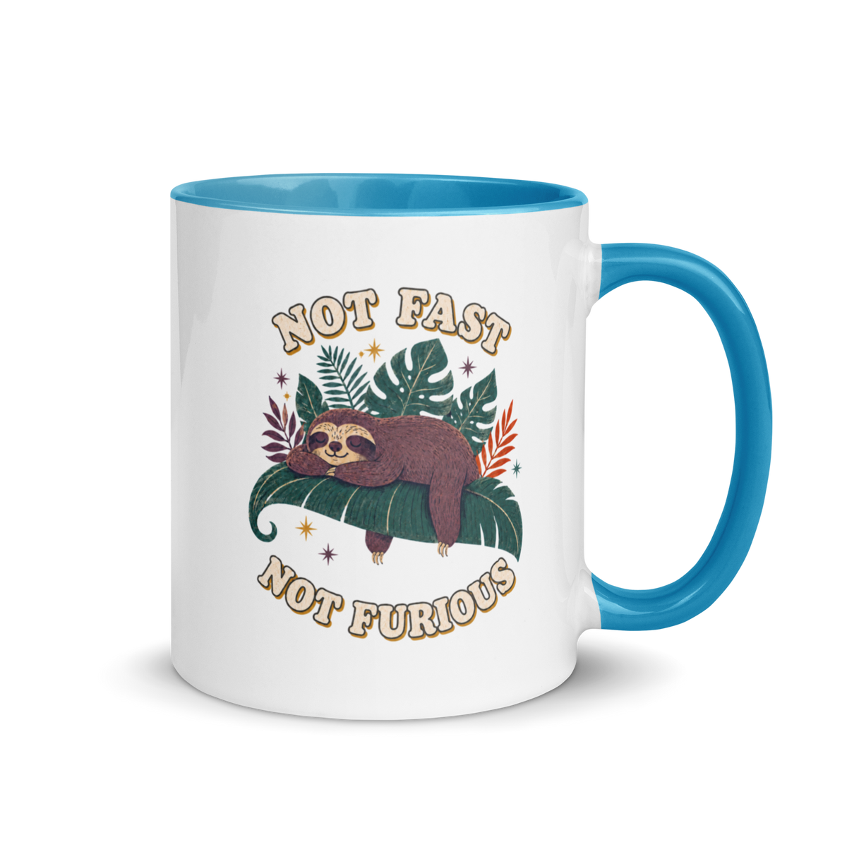 Not Fast Not Furious Colored Mug – Blue 11 oz, handle on right