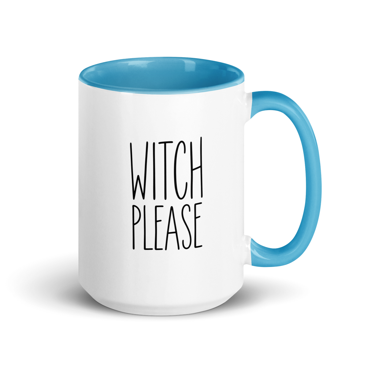 Witch, Please Colored Mug – Blue 15 oz, handle on right