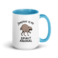 Jimothy Is My Spirit Animal Colored Mug – Blue 15 oz, handle on right