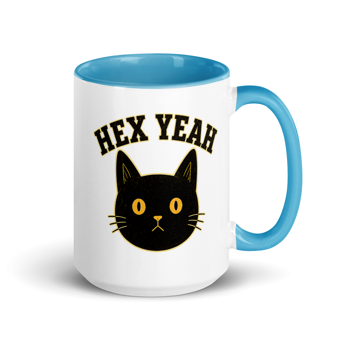 Hex Yeah Colored Mug – Blue 15 oz, handle on right