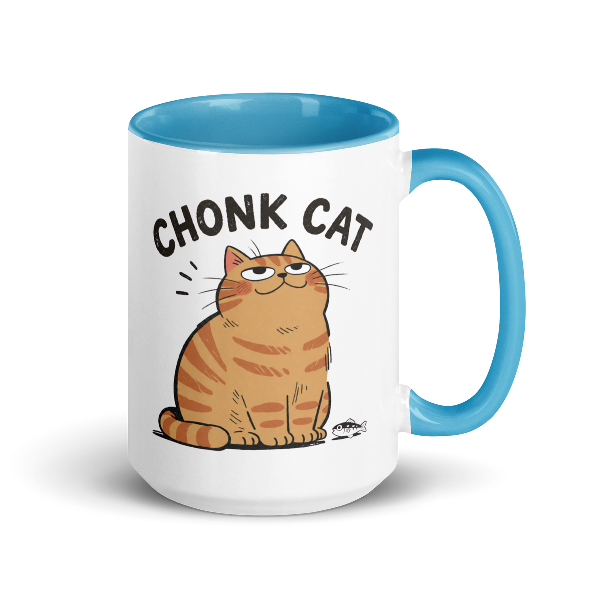Chonk Cat Mug in Blue, 15 oz, right