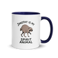 Jimothy Is My Spirit Animal Colored Mug – Dark Blue 11 oz, handle on right
