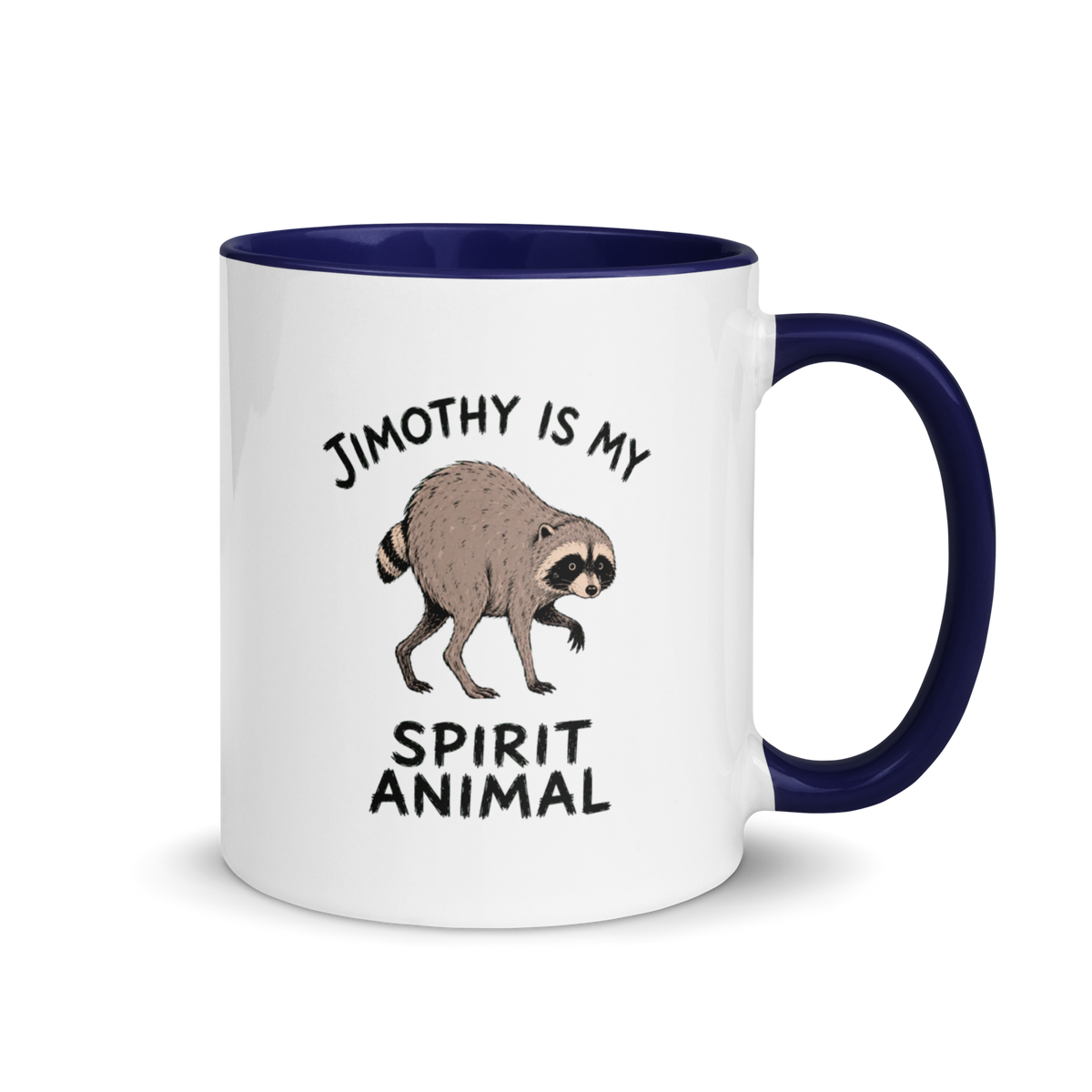 Jimothy Is My Spirit Animal Colored Mug – Dark Blue 11 oz, handle on right