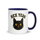 Hex Yeah Colored Mug – Dark Blue 11 oz, handle on right